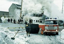 Brannen på Kongeskipet 7. mars 1985. Foto: Svend Aage Madsen (1985).