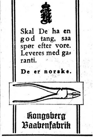 Kongsberg Våpenfabrikk annonse Aftenposten 1927.JPG