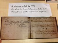 Kopi av Ole H. Rognstads håndsskrevne koralbok fra 1779.