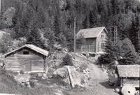 Kraftstasjonen til Fyresdal elektrisitetsverk i Juvet 1915. Fotograf Olav S. Nylid