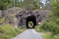 En 33 meter lang tunnel på Åtangveien ved Leirvika. Foto: Roy Olsen (2023).