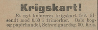 Annonse for krigskart etter første verdenskrigs utbrudd, Ukens nytt 1. oktober 1914.