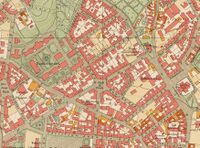 St. Olavs plass med området rundt på Krums kart fra 1888. Foto: Nicolay Solner Krum/Nasjonalbiblioteket