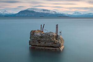 Detaljefoto av fundamentet til Steinkaia på Trondenes. Foto: Steve Nilsen