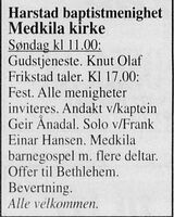 Harstad Tidende 12. november 1999.