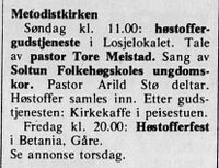 Kunngjøring i Harstad Tidende 23. oktober 1976.