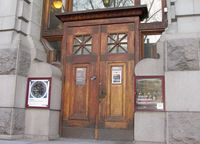 Inngangsparti, det tidligere Kunstindustrimuseets bygning i St. Olavs gate 1 i Oslo. Foto: Stig Rune Pedersen