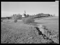 Lørenskog kirke og området rundt i 1956 (Jac Brun)
