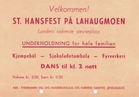 Strømmen Vel og Hagebrukslag reklamerer for St Hansstevnet i 1952 på "Landets vakreste stevneplass".