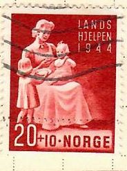 Frimerke 20+10 øre. Landshjelpen 1944.
