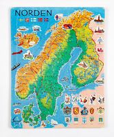 Puslespill med norden som motiv.
