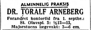 Lege Toralf Arneberg annonse 1944.JPG