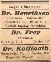 Leger i Strømmen hadde fellesannonse i Strømmen Blad i 1939.