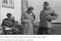 Legeteamet kan puste ut: Dr. Wergeland, sykepleier Ella Krogh, kirurg Carl Semb.