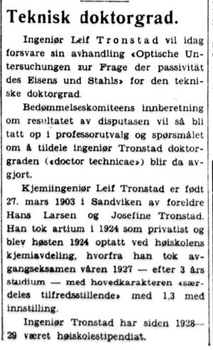 Leif Tronstad doktorgrad Aftenposten 1931.JPG