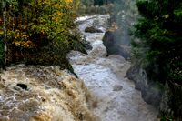 Stor vannføring i Lekumfossen i oktober 2021. Foto: Leif-Harald Ruud (2021)