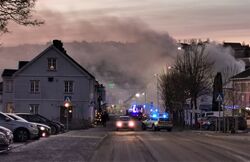 Brann i Lenagata 17. desember 2024. Foto: Trond Nygård