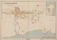 Kart over Lillehammer, tegnet av Nicolay Solner Krum i 1890.
