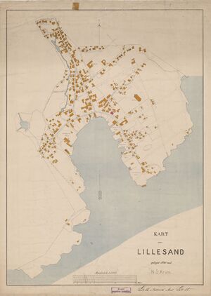 Kart over Lillesand fra 1890
