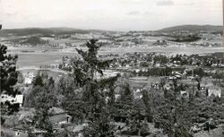 Lillestrøm og Kjeller sett fra Rælingen ant. 1939.