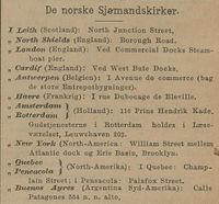 Norges Sjøfartstidende trykte denne lista over "kjerkene" som den gang var i drift i sin førsteutgave den 1. januar 1890.