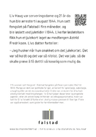 Falstadsenterets postkortserie, der ett av kortene er via motstandskvinnen Liv Rasmussen. Tekstsida med QR-kode. Foto: Falstadsenteret (2025)