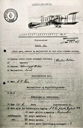 Luftdyktighetsbevis 1927.