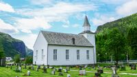 Lunde kirke i Sirdal frå 1873. Foto: Geir Daasvatn/Riksantikvaren (2017).