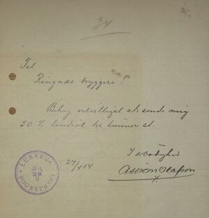 Lunner sogneprest bestilling Ringnes 1914.JPG