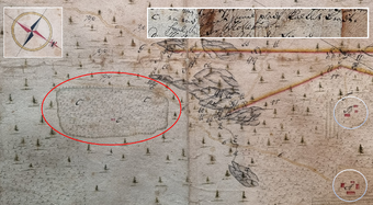 Lw gammelt gårdskart over Skamarka (Tyristrand) der også Bratvold er tegnet inn.png