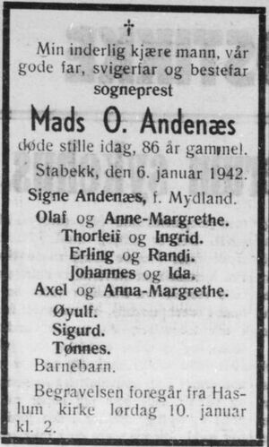 Mads Olsen Andenæs dødsannonse 1942.jpg
