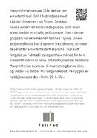 Falstadsenterets postkortserie, der ett av kortene er via motstandskvinnen Margrethe Venæs. Tekstsida med QR-kode. Foto: Falstadsenteret (2025)