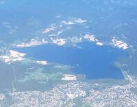 Maridalsvannet sett fra rutefly under innflygning til Gardermoen våren 2025. Foto: Stig Rune Pedersen