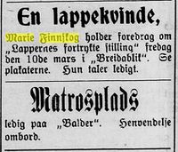 Vestlandsturneen i 1916 førte henne til Florø i mars og ...