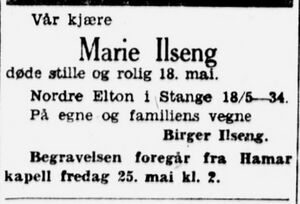 Marie Ilseng dødsannonse 1934.jpg