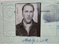 Modolf Westli - Passfoto 1962. Hyre på M/S Stavangerfjord - Reise til Amerika 1962.