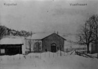 Vinterbilde fra Fossgata tidlig på 1900-tallet. Foto: Ukjent (1900–1930).