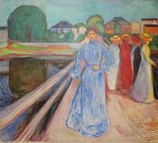 Munchs bilde «Damene på broen» (1902). Foto: Bergen Kunstmuseum