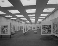 Fra utstillingsrommene i det opprinnelige museet. Foto: Nasjonalbiblioteket (1964)