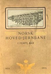 Norsk Hoved-Jernbane i femti Aar. 1854-1904. Omslag.