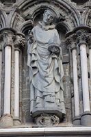 Skulptur av St. Nicasius på Nidarosdomens vestfront rekonstruert av Stinius Fredriksen i 1933 og hugd av Josef Ankile. Foto: Joshua K.P. Warren