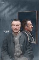 Hans Kristian Nilsen Uller. Forbryterportrett Kristianiapolitiet, 1897 Foto: Digitalt fargelagt