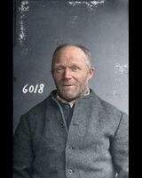 Forbryterportrett av Oluf Nilsen Kjesbovold - 1900. Fra Akershus straffeanstalt hvor han sonet en dom på 3 år for bedrageri Foto: Digitalarkivet (original)