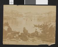 Spekkhoggerfangsten blir delt opp på stranda.