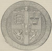 Erik av Pommerns kongesegl har firedelt skjold og midt på et lite «hjerteskjold» med løven fra Norges riksvåpen