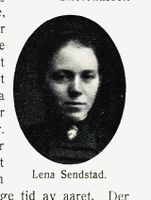 Lena Senstad i yngre år. Kilde: "Om folkeskolen paa Nes Hedemarken", O. Stuevold Hansen, 1916.
