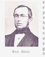 Anders Daae (1814–1887), inspektør ved skolen, tidligere inspektør ved Trondhjems borgerlige realskole.