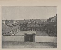 Mangelsgården. Fra boka "Gamle Christiania-billeder" av Alf Collett, 1893.