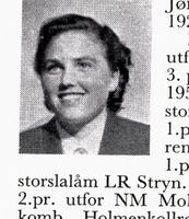 Stenograf Dagny Jørgensen, f. 1929, slalåm. Foto: Ranheim: Norske skiløpere