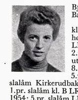 Inger Bjørnbakken, f. 1933 i Bærum. Slalåmkjører. Foto: Ranheim: Norske skiløpere